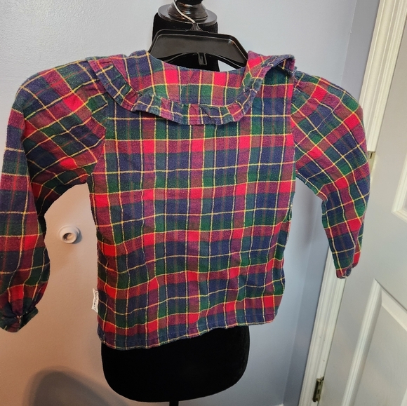 Healthtex Size 5 Girls Kids Plaid/Button Down Ruffled Collar Colorful - Picture 6 of 7